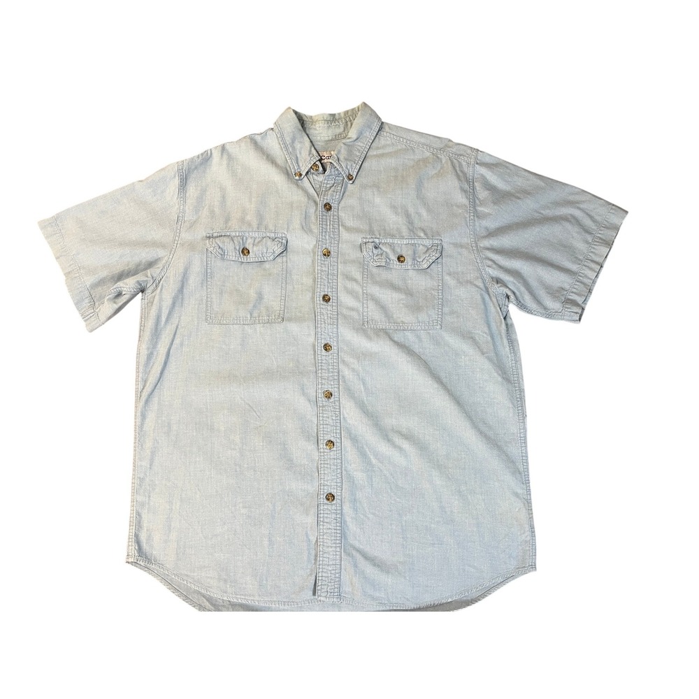 Carhartt XL Tall Blue Button Down Work Shirt Menswear Workwear Cotton As Is